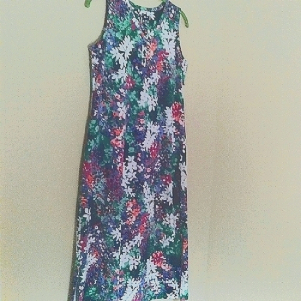 Demin & Co Floral Midi Dress Sleeveless Cottagecore Garden Party Womens XS